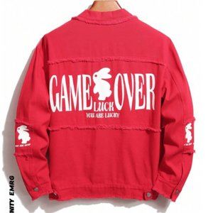 NEW / RED DENIM JACKET LUCKY RABBIT SIZE S